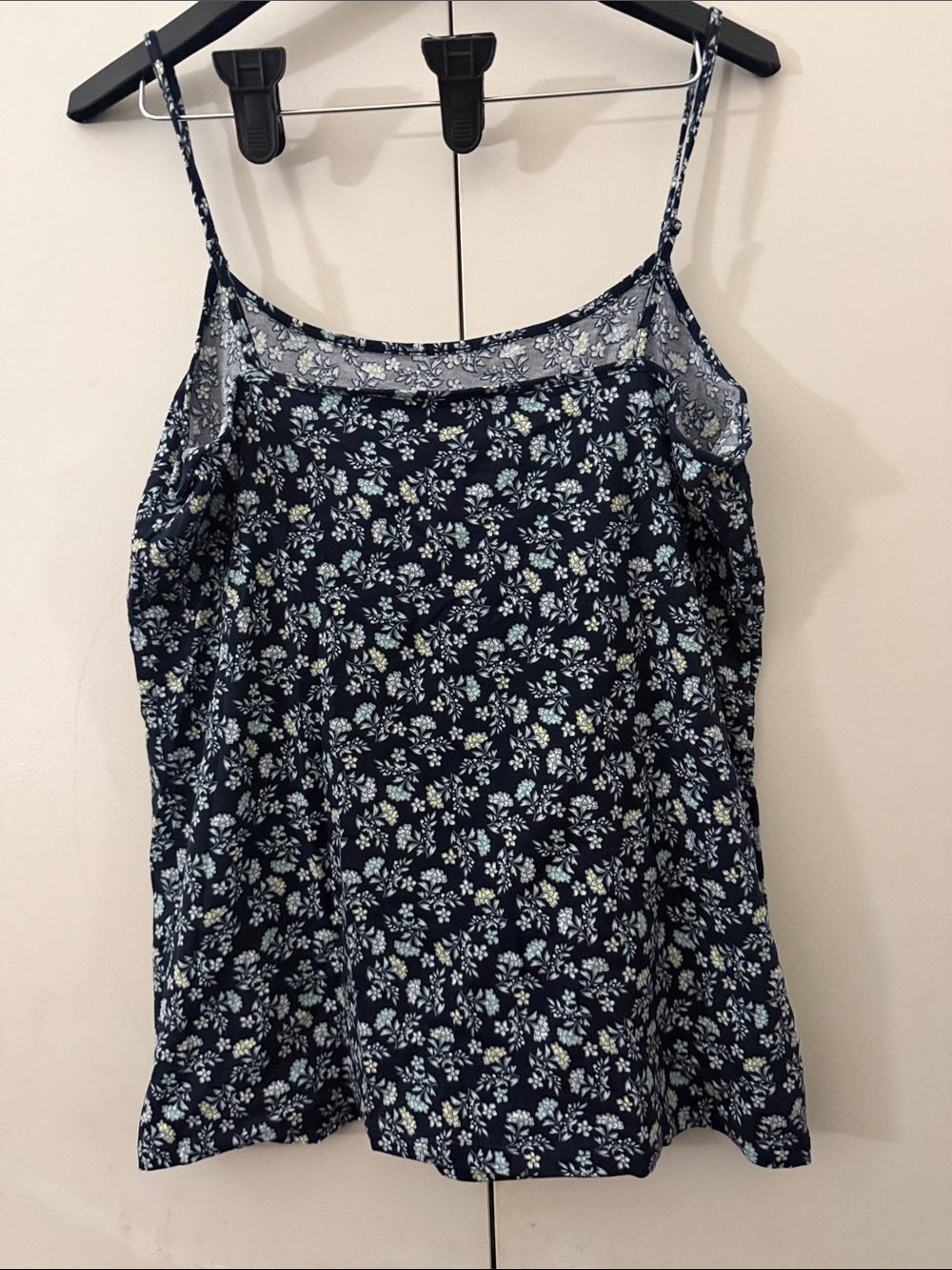 Women's Navy Floral Spaghetti Strap Tank Top